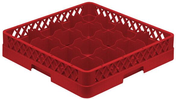 Vollrath - 16-Compartment Traex Full-Size Cup Rack, 19.75" x 19.75" x 4" in Red without Risers - TR4-02