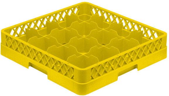 Vollrath - 16-Compartment Traex Full-Size Cup Rack, 19.75" x 19.75" x 4" in Yellow without Risers - TR4-08