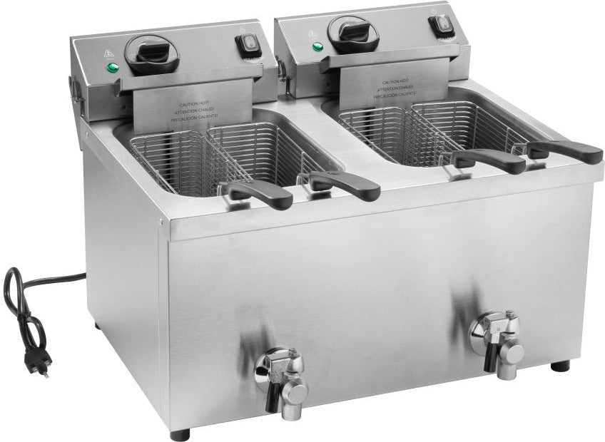 Vollrath - 208-240 V (Canada) Medium-Duty Dual Countertop Fryer With Drain - CF4-3600DUAL-C