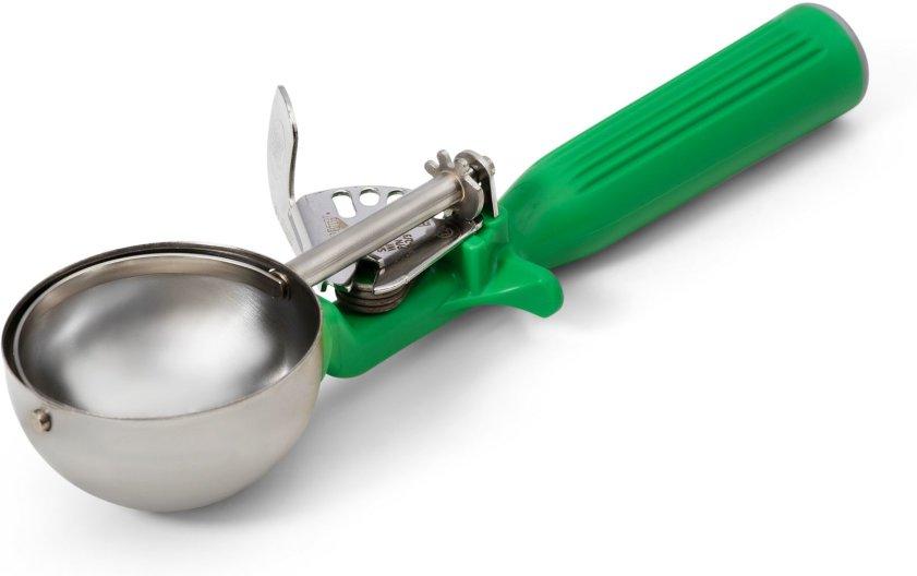 Vollrath - 2.66 Oz One-Piece Thumb Disher with Green Handle - 47142