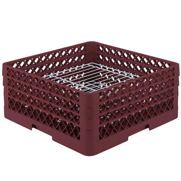 Vollrath - 32-Compartment Traex® Plate Crate® Warewashing System in Burgundy for 4.75 to 7.625" Plates - PM3208-3-21