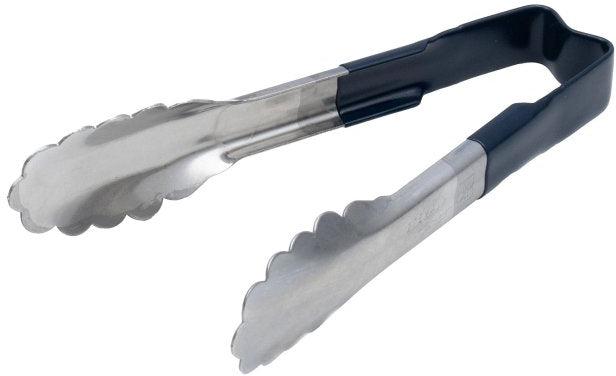 Vollrath - 6" One-Piece Scalloped Tongs with Blue Handle - 4780630