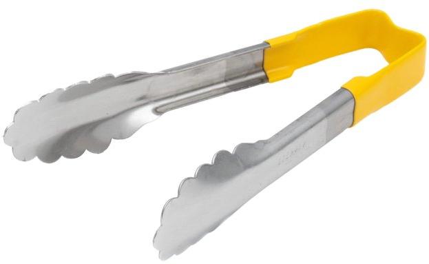 Vollrath - 6" One-Piece Scalloped Tongs with Yellow Handle - 4780650