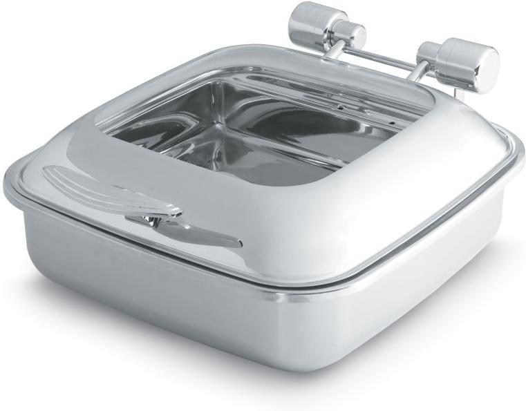 Vollrath - 6-Quart Intrigue® Glass-Top Square Stainless Steel Induction Chafer - 46134