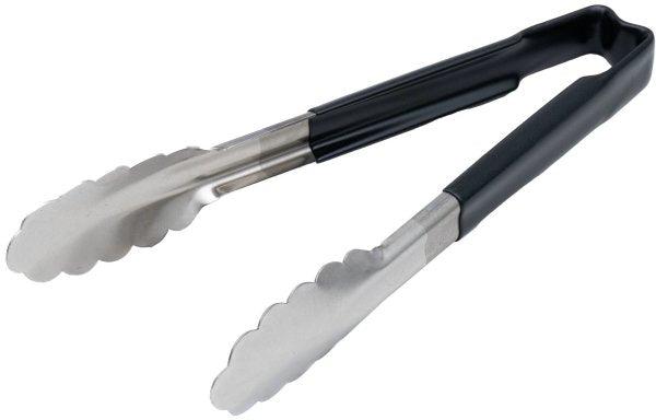 Vollrath - 9 ½" One-Piece Scalloped Tongs with Black Handle - 4780920