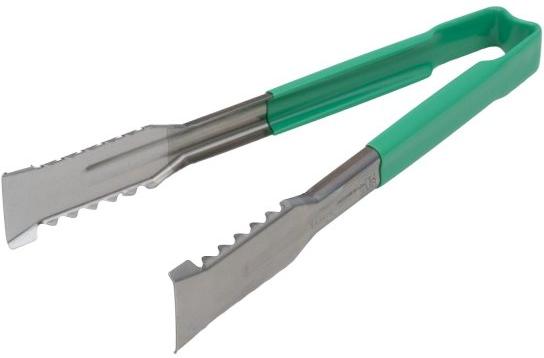 Vollrath - 9 ½" One-Piece Tongs with and Green Handle - 4790970