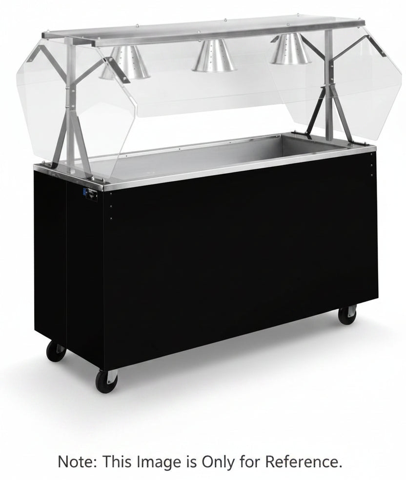 Vollrath - Affordable Portable Cold Food Station with Buffet Breath Guard, 60" in Brushed Aluminum with Open Storage - 3873760A