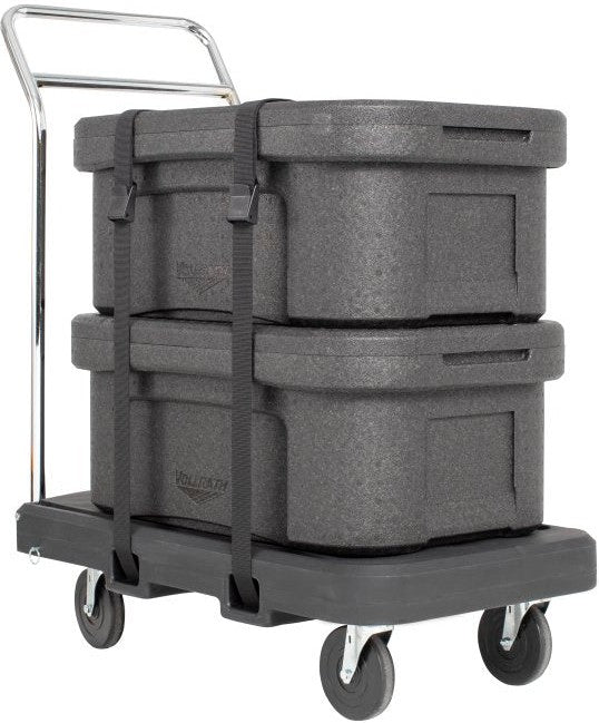 Vollrath - Flatbed Utility Dolly Dark Gray With 5” Casters And Straps - 1694