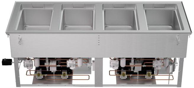Vollrath - Four-Well 208–240V Hot, Cold, Frozen Drop-In Unit with Auto Drain - FC-HCF-04208-AD