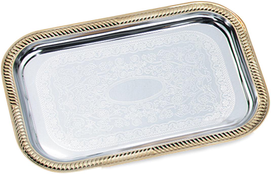 Vollrath - Odyssey 18.25" x 12.25" Rectangular Gold Trim Serving Tray - 47260