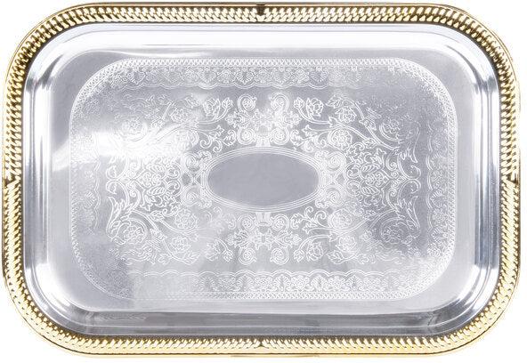 Vollrath - Odyssey 19.5" x 14" Rectangular Gold Trim Serving Tray - 47266
