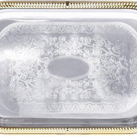 Vollrath - Odyssey 19.5" x 14" Rectangular Gold Trim Serving Tray - 47266