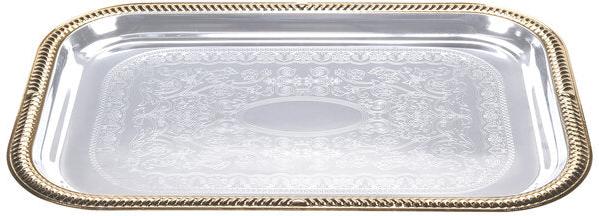 Vollrath - Odyssey 19.5" x 14" Rectangular Gold Trim Serving Tray - 47266