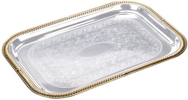 Vollrath - Odyssey 19.5" x 14" Rectangular Gold Trim Serving Tray - 47266
