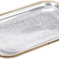 Vollrath - Odyssey 19.5" x 14" Rectangular Gold Trim Serving Tray - 47266