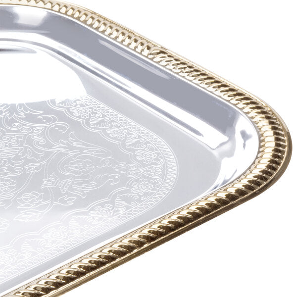 Vollrath - Odyssey 19.5" x 14" Rectangular Gold Trim Serving Tray - 47266