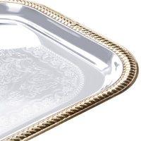 Vollrath - Odyssey 19.5" x 14" Rectangular Gold Trim Serving Tray - 47266