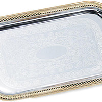 Vollrath - Odyssey 19.5" x 14" Rectangular Gold Trim Serving Tray - 47266