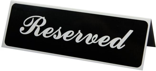 Vollrath - Reserved Tabletop Tent Sign - 4135