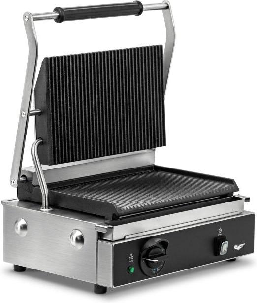 Vollrath - Single Sandwich Grill with Cast-Iron Grooved Plates, NEMA 5-15P - PSG4-SG120