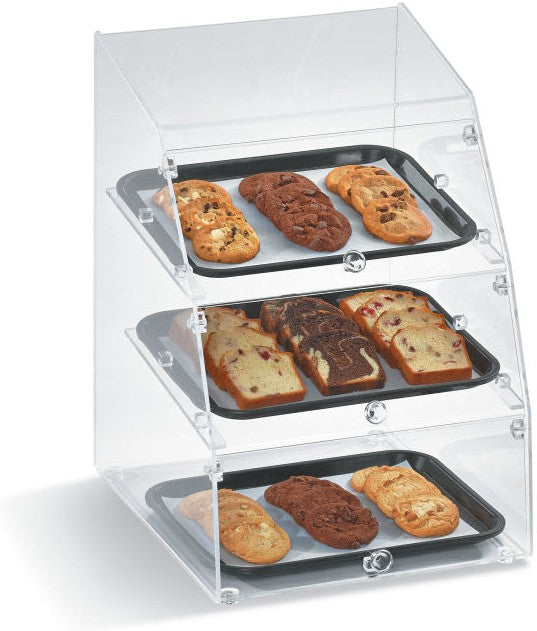Vollrath - Small 3-Tier Clear Acrylic Classic Baked Goods Display Case With Front Access - MBC1014-3F-06