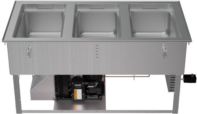 Vollrath - Three-Well 120V Hot, Cold, Frozen Drop-In Unit with Auto Drain and Flat Flange - FC-HCF-03120-AD-FF