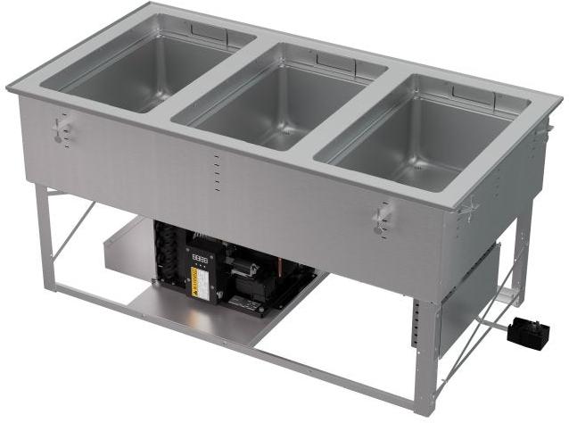 Vollrath - Three-Well 120V Hot, Cold, Frozen Drop-In Unit with Auto Drain and Flat Flange - FC-HCF-03120-AD-FF