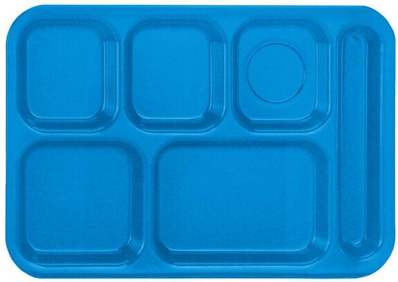 Vollrath - Traex 10" x 14" Right Handed Polypropylene Blue Rectangular 6 Compartment Tray - 2015-04