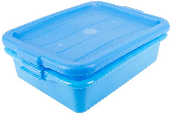 Vollrath - Traex Color-Mate 20" x 15" x 5" Blue Food Storage Drain Box Set with Recessed Lid - 1501-C04