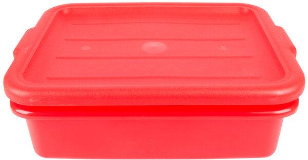 Vollrath - Traex Color-Mate 20" x 15" x 5" Red Food Storage Drain Box Set with Recessed Lid - 1501-C02