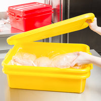 Vollrath - Traex Color-Mate 20" x 15" x 5" Yellow Food Storage Drain Box Set with Recessed Lid - 1501-C08
