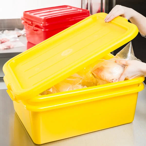 Vollrath - Traex Color-Mate 20" x 15" x 7" Yellow Food Storage Drain Box Set with Recessed Lid - 1505-C08