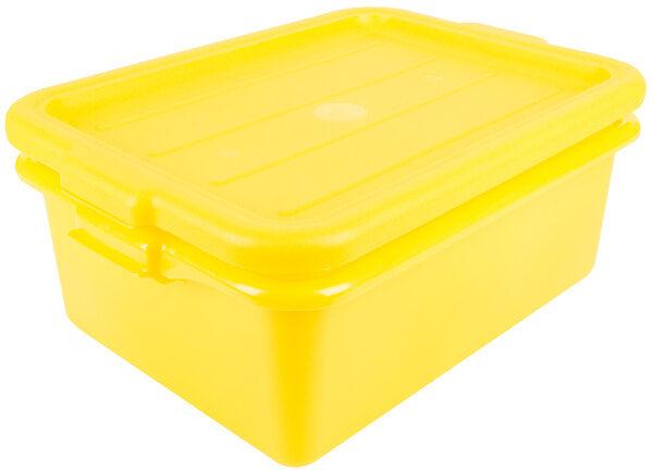 Vollrath - Traex Color-Mate 20" x 15" x 7" Yellow Food Storage Drain Box Set with Recessed Lid - 1505-C08