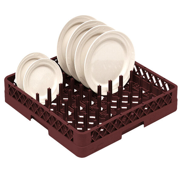 Vollrath - Traex® Full-Size Plate Rack, Plate and Tray, Peg Height 2.875 in Burgundy - TR3-21