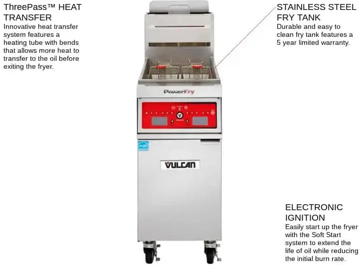 Vulcan - 18" Range-Match 18 lb Capacity Gas Floor Fryer, KleenScreen Filtration, Analog Controls - VFRY18F