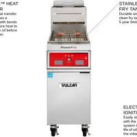 Vulcan - 18" Range-Match 18 lb Capacity Gas Floor Fryer, KleenScreen Filtration, Analog Controls - VFRY18F