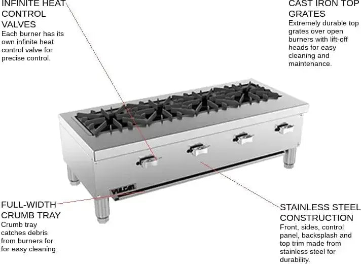 Vulcan - 2 Burners Countertop Gas Hotplate / Range with Adjustable Controls - VCRR24