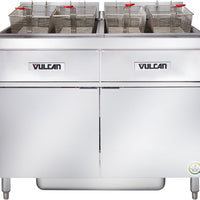 Vulcan - 2-Tank 100 lb Total Capacity Electric Floor Fryer, Analog Controls, KleenScreen Filtration - 2ER50AF-2