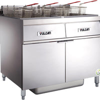 Vulcan - 2-Tank 100 lb Total Capacity Electric Floor Fryer, Analog Controls, KleenScreen Filtration - 2ER50AF-2