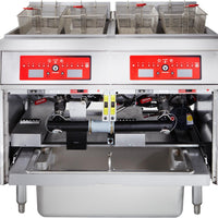 Vulcan - 2-Tank 100 lb Total Capacity Electric Floor Fryer, Computer Controls, KleenScreen Filtration - 2ER50CF