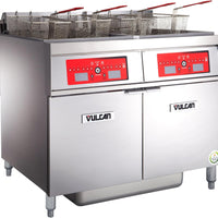 Vulcan - 2-Tank 100 lb Total Capacity Electric Floor Fryer, Computer Controls, KleenScreen Filtration - 2ER50CF