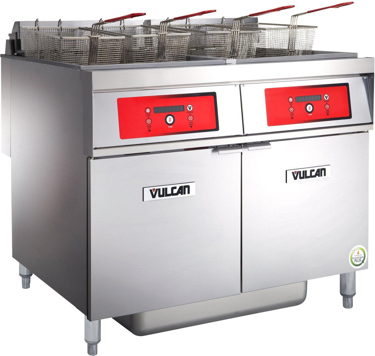 Vulcan - 2-Tank 100 lb Total Capacity Electric Floor Fryer, Digital Controls, KleenScreen Filtration - 2ER50DF