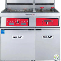 Vulcan - 2-Tank 130-140 lb Total Capacity Nat. Gas Floor Fryer, Computer Controls, KleenScreen - 2VK65CF