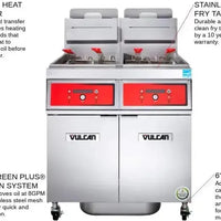 Vulcan - 2-Tank 130-140 lb Total Capacity Nat. Gas Floor Fryer, Computer Controls, KleenScreen - 2VK65CF
