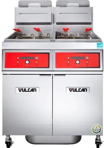 Vulcan - 2-Tank 130-140 lb Total Capacity Nat. Gas Floor Fryer, Computer Controls, KleenScreen - 2VK65CF