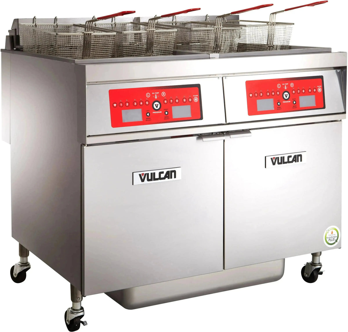 Vulcan - 2-Tank 170-180 lb Total Capacity Electric Floor Fryer, Computer Controls, KleenScreen for 85 - 2ER85CF-2