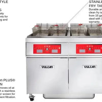 Vulcan - 2-Tank 170-180 lb Total Capacity Electric Floor Fryer, Computer Controls, KleenScreen for 85 - 2ER85CF-2