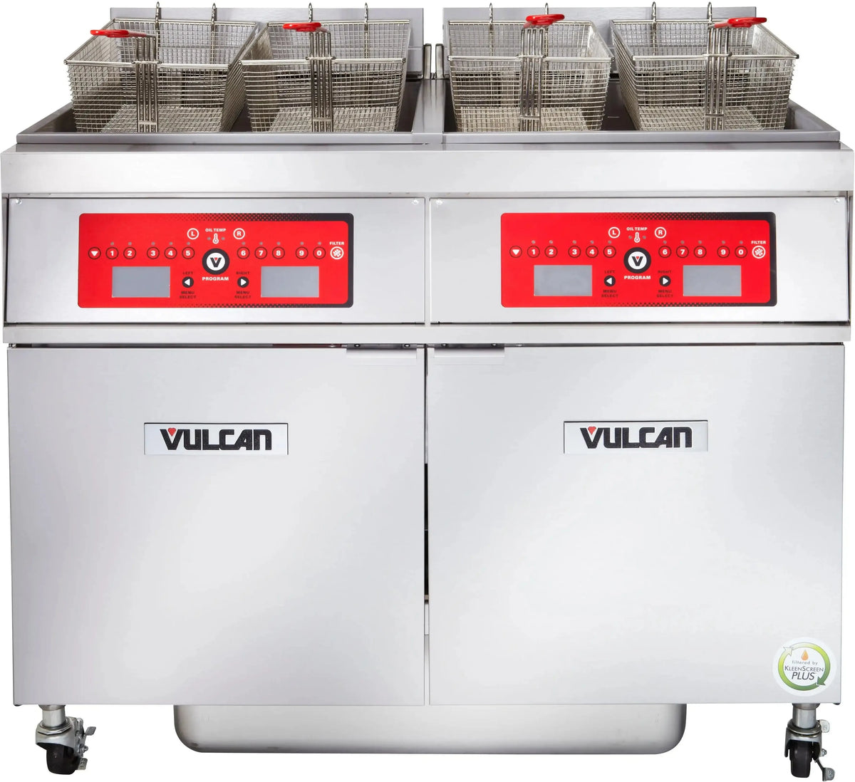 Vulcan - 2-Tank 170-180 lb Total Capacity Electric Floor Fryer, Computer Controls, KleenScreen for 85 - 2ER85CF-2