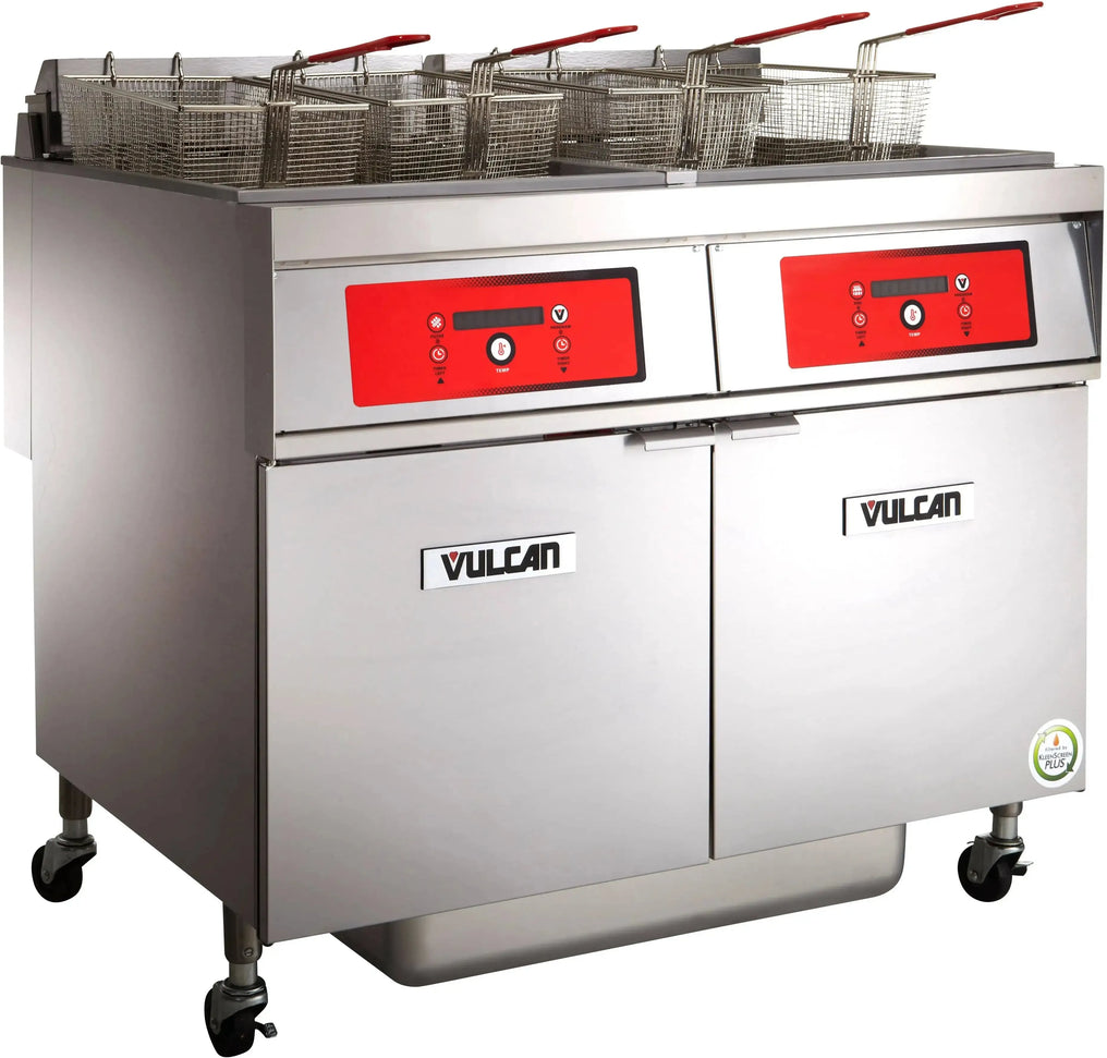 Vulcan - 2-Tank 170-180 lb Total Capacity Electric Floor Fryer, Digital Controls, KleenScreen for 85 - 2ER85DF-2