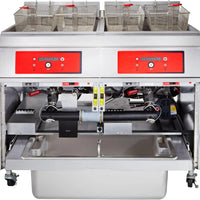 Vulcan - 2-Tank 170-180 lb Total Capacity Electric Floor Fryer, Digital Controls, KleenScreen for 85 - 2ER85DF-2